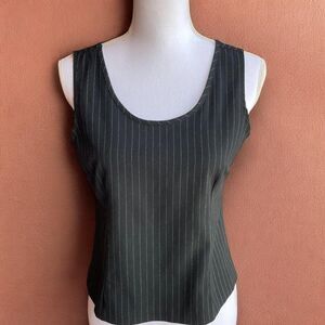 Vintage 90's Preppy Grunge Black Fitted Tank Top with Pin Stripes